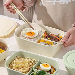 澤子小鋪ins風陶瓷分格飯盒微波加熱專用飯盒學生上班族食堂打飯便當盒