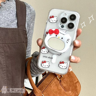 可愛卡通日系 kitty 磁吸 鏡子 支架 手機殼 iPhone18 17 16 15 14 pro max 膚感磁吸殼