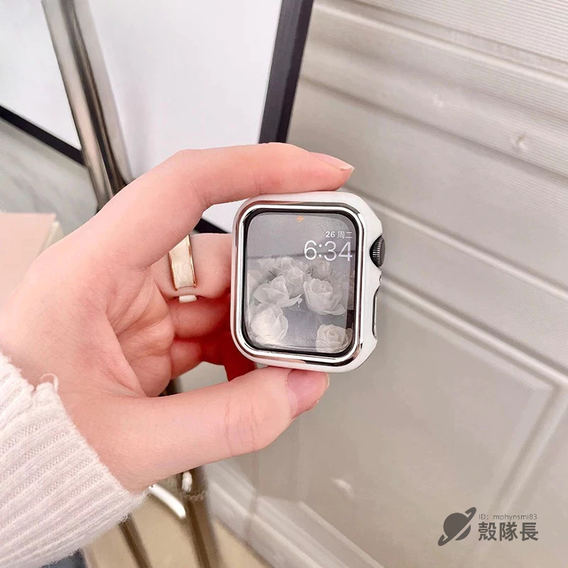 雙色電鍍 殼膜一體 適用 Apple Watch S10 9 8 7 SE 蘋果手錶保護殼 45mm 44mm 46mm