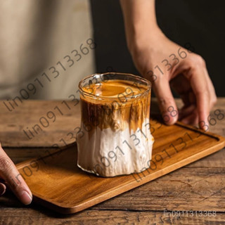 Dirty咖啡杯 澳白杯 複古拿鐵杯 耐高溫玻璃杯 高階感美式樹樁咖啡杯 OQBI