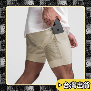 🔥臺灣出貨🔥【P4CH4自燃】美式 男士假兩件運動健身褲 跑步短褲 雙層 透氣 籃球訓練 慢跑褲 夏天 緊身短褲男