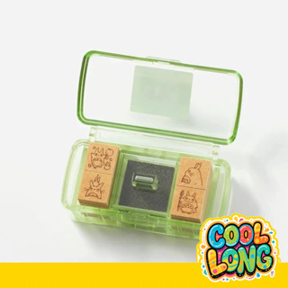 【COOLONG】吉卜力 迷你木頭印章組 4宮格迷你木頭 含印臺 龍貓 魔宮崎駿 手帳 日本