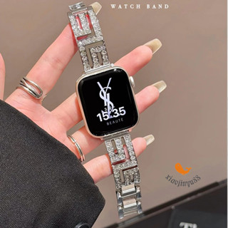 高階金屬閃鉆手鐲iWatch錶帶適用apple watch蘋果女款9代滴膠10/s8小眾40/44/46mm女士錶帶