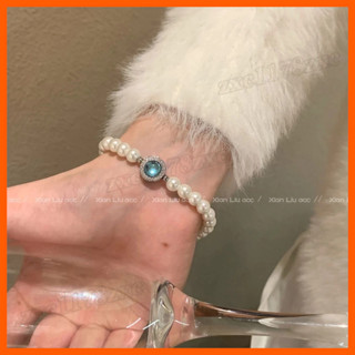 手鍊女 閨蜜手鍊 串珠手鍊 法式仿珍珠海藍寶手鏈女ins輕奢小眾設計氣質高階感閨蜜生日 輕奢手串 氣質手串 手鏈