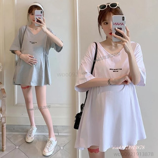 臺灣出貨💥孕婦裝 孕婦上著 夏裝新款孕婦上衣洋裝 夏季中長款t恤 時尚款孕婦短裙 孕婦t恤裙YYDS