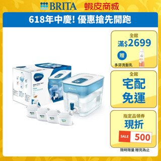 【BRITA官方】Flow MXPRO濾水箱(藍)+3入MXPRO去水垢濾芯(共4芯)