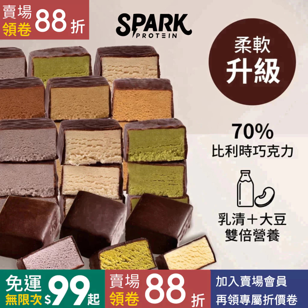 【全新口味】Spark Bite 優蛋白巧克派 單入隨手包｜高蛋白點心 生酮點心｜乳清蛋白 大豆蛋白零食 賣場另有盒裝