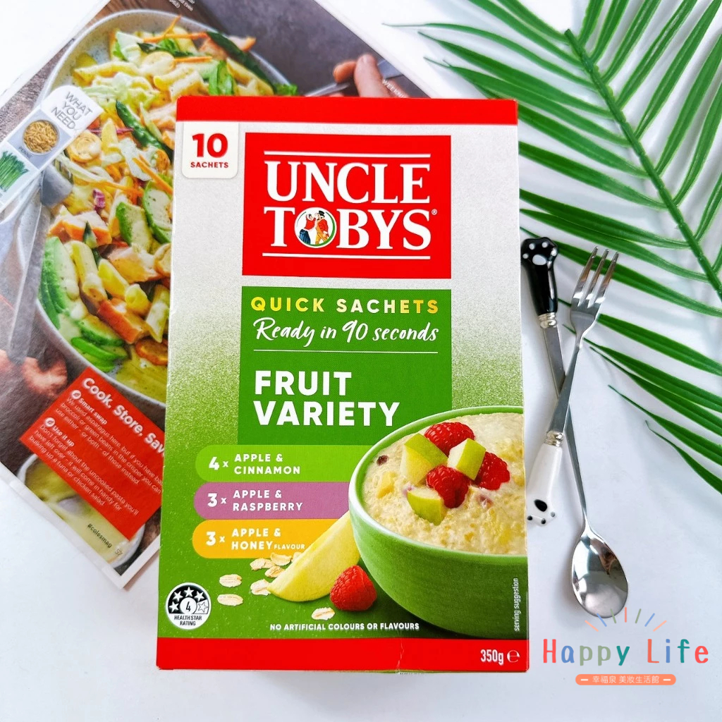**幸福泉**Uncle Tobys 蘋果水果綜合即溶燕麥片10入 隨身包 肉桂 覆盆子 蜂蜜