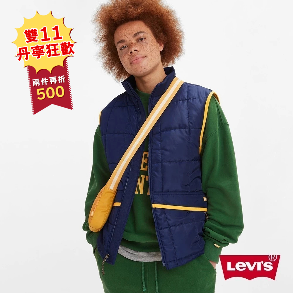 Levis Gold Tab金標系列 男款 鋪棉背心外套 / 拉鍊穿脫 中古藍 熱賣單品 A3773-0000
