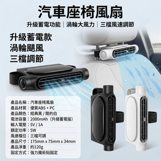 車載風扇 汽車風扇 USB風扇 後座風扇 汽車電風扇 車用電扇 雙渦輪風扇 椅背扇 車載風扇 夏天車用風扇 後座涼爽扇