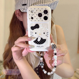 韓系小香風 波點 kitty 矽膠 防摔 背帶 適用iPhone18 17 16 15 Pro Max 手機殼 全包硬殼