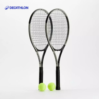 【迪卡儂】成人款初階雙人鋁製網球拍組 (2拍 附2球及球拍袋)｜Decathlon