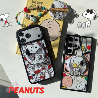 卡通動漫snoopy 史努比磁吸支架 iPhone17 16 15 14 13 12 pro max手機殼 全包透明硬殼