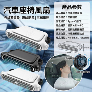 升級🔥USB車座風扇 頭枕風扇 3檔強風 USB風扇 車用電風扇 車內風扇 車用電風扇 車內風扇 後座風扇 車用雙頭風扇