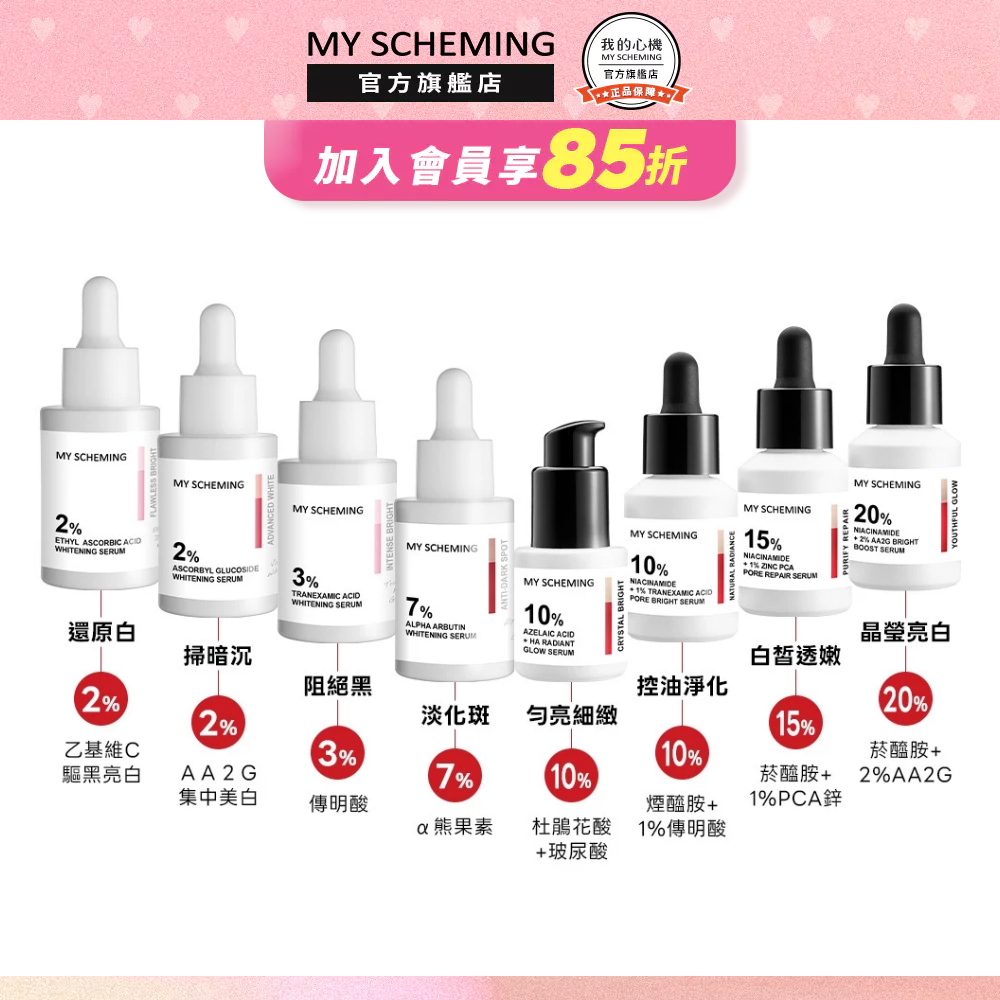 我的心機 美白 淡 斑 煥白 去痘印 精華30ml 維他命C 傳明酸 熊果素  高濃萃小白瓶