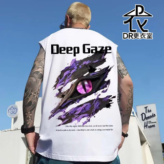 DR更衣室-潮流視覺Deep Gaze印花背心 個性神秘瞳孔圖案 歐美街頭無袖衫 大尺碼8XL【NL626142背心組合