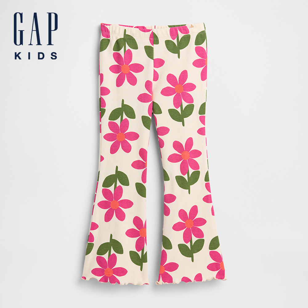 Gap 女幼童裝 鬆緊喇叭褲-米白色(798501)