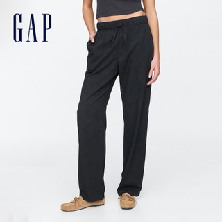 Gap 女裝 抽繩鬆緊運動褲-黑色(713401)