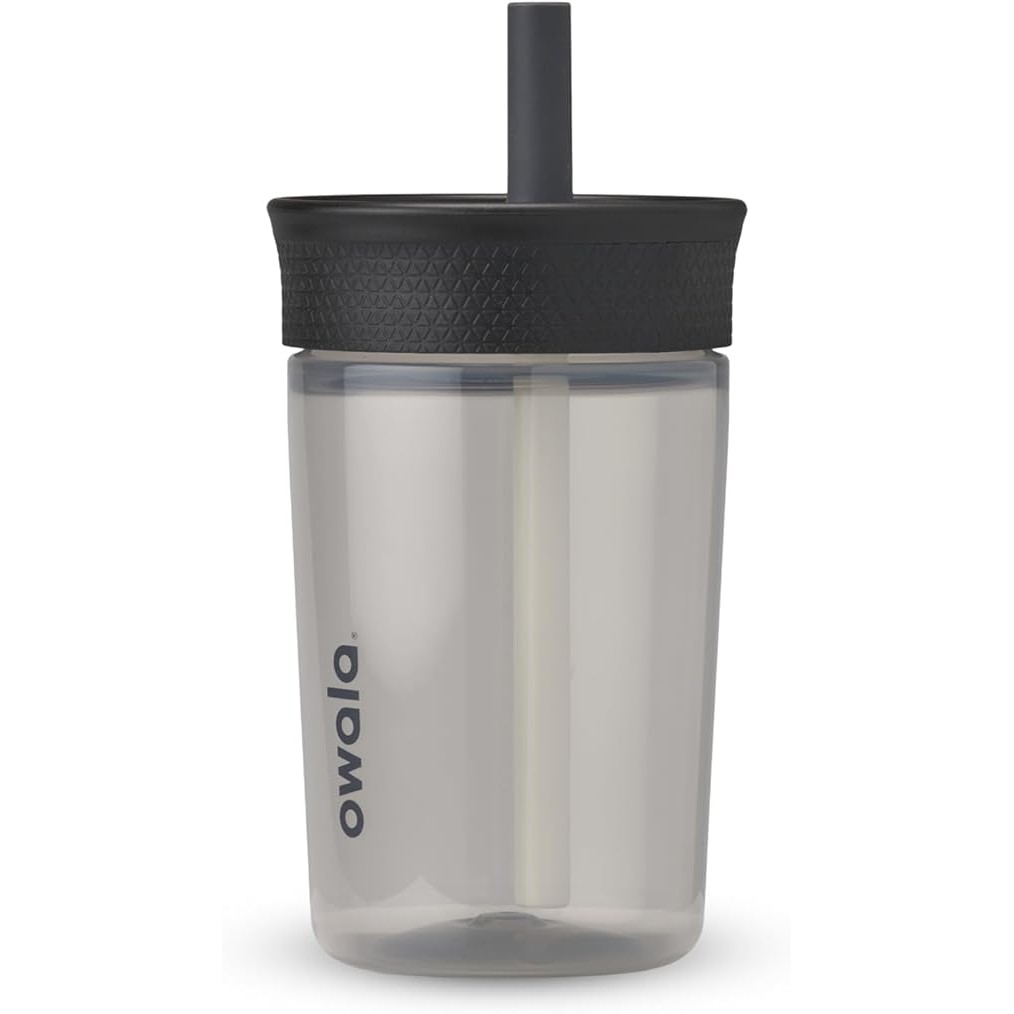Owala 兒童不含 BPA 的塑膠玻璃杯，帶防潑濺柔性吸管，易於清潔，兒童水瓶
