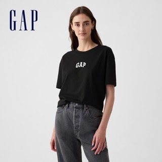 Gap 女裝 Logo刺繡/印花圓領短袖T恤-黑色(407990)
