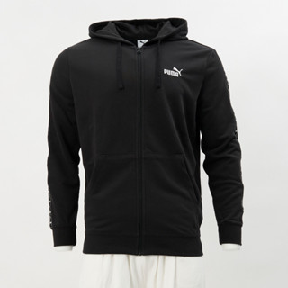 Puma 基本系列 ESS Tape 男款 黑色 運動 休閒 口袋 拉鍊 抽繩 連帽 歐規 外套 68467801