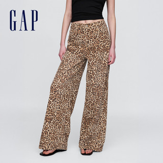 Gap 女裝 寬鬆牛仔褲-豹紋(772258)