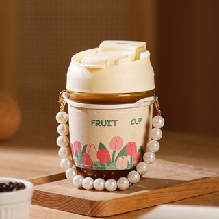【新品推薦】夏季玻璃杯吸管杯禮品水杯女生咖啡杯雙飲杯伴手禮網紅珍珠杯廣告