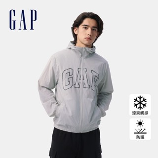 Gap 男裝 Logo印花防曬連帽外套-灰色(730837)