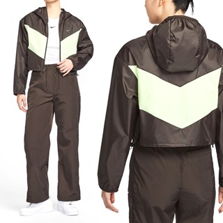 Nike LTWT HDED 女款 咖啡色 短版 落肩 運動 休閒 拉鍊 連帽 外套 HJ1183-220