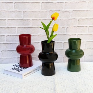 【熱賣】ins風簡約復古中古玻璃花瓶家居擺件水培鮮花插花器桌面裝飾花瓶