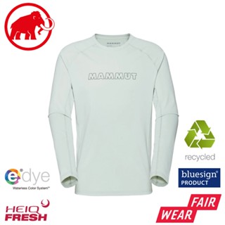 【MAMMUT 長毛象 男 Selun FL LS 機能LOGO長袖T恤《鼠尾草銀綠》】1016-01440/排汗衣