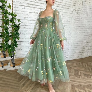 【熱賣】EBAY歐美亞馬遜聚會舞會晚禮服蕾絲繡花中長款連衣裙長袖晚禮服裙