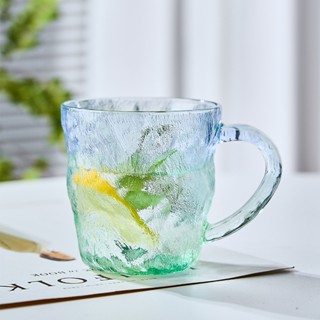 【新品推薦】簡約瀑布紋玻璃杯加厚冰川杯高顏值樹皮杯巖石杯彩色水杯把杯