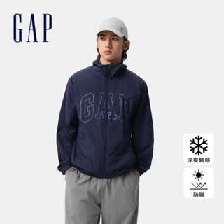 Gap 男裝 Logo印花防曬連帽外套-海軍藍(730837)