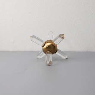 【熱賣】北歐輕奢水晶金屬球六芒星桌面軟裝飾品家居客廳辦公室電視櫃擺件