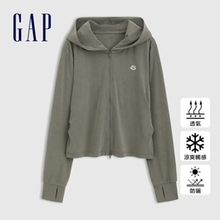 Gap 女裝 Logo刺繡防曬連帽外套-綠色(766126)