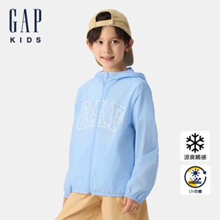 Gap 兒童裝 Logo印花防曬連帽外套-藍色(767132)