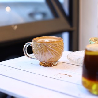 【熱賣】法式輕復古浮雕波紋透明玻璃小咖啡杯 紅茶ins金色輕奢創意出口單