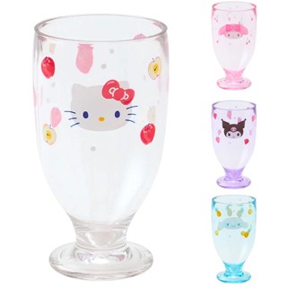 【現貨】小禮堂 Sanrio 三麗鷗 透明塑膠矮腳杯 345ml (夏日氣泡特調) Kitty 大耳狗