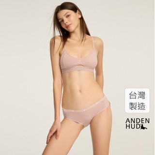 【Anden Hud】秘密花園．緊帶中腰三角內褲(罌粟粉-花園小兔緊帶) 純棉臺灣製
