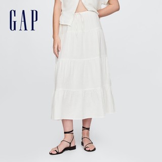 Gap 女裝 抽繩鬆緊長裙-白色(717436)