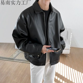 【熱賣】NZ皮衣外套男士2022春季新款潮流韓版pu皮休閑翻領棒球服夾克