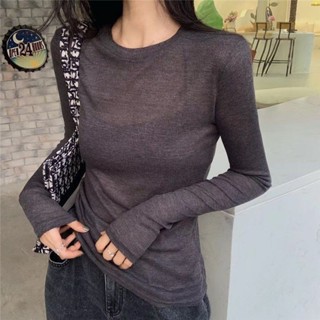 臺灣專賣女生防曬衣 韓版新款性感上衣緊身冰絲面膜T恤微透百搭打底衫女士防曬衣超薄 長袖開衫薄長袖女 空調衫 薄長袖 防