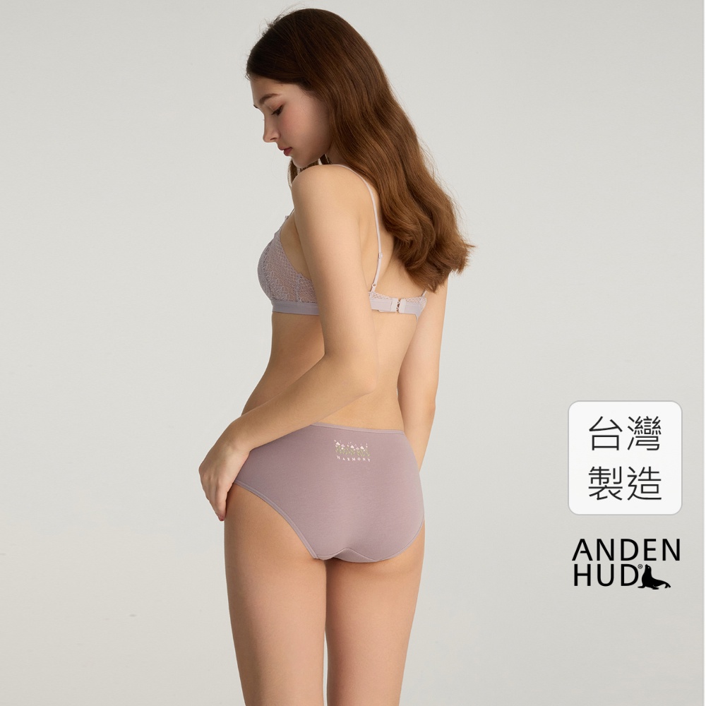 【Anden Hud】秘密花園．細邊中腰三角內褲(蒼蘭紫-歌唱小花) 純棉台灣製