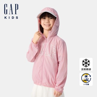 Gap 兒童裝 Logo印花防曬連帽外套-粉色(767132)