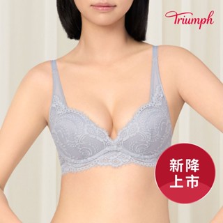 黛安芬-Premium 愛戀系列 水波低V無鋼圈內衣 B-D 藍｜11R1914 QO