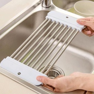 不銹鋼製品 日本不銹鋼廚房水槽架瀝水架可伸縮瀝水板碗架廚房置物架層架託盤【來此購】