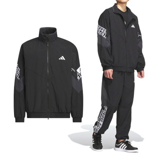Adidas Word Woven Jkt 男款 黑色 寬鬆 全長拉鍊搭配 立領 休閒 外套 KA1265