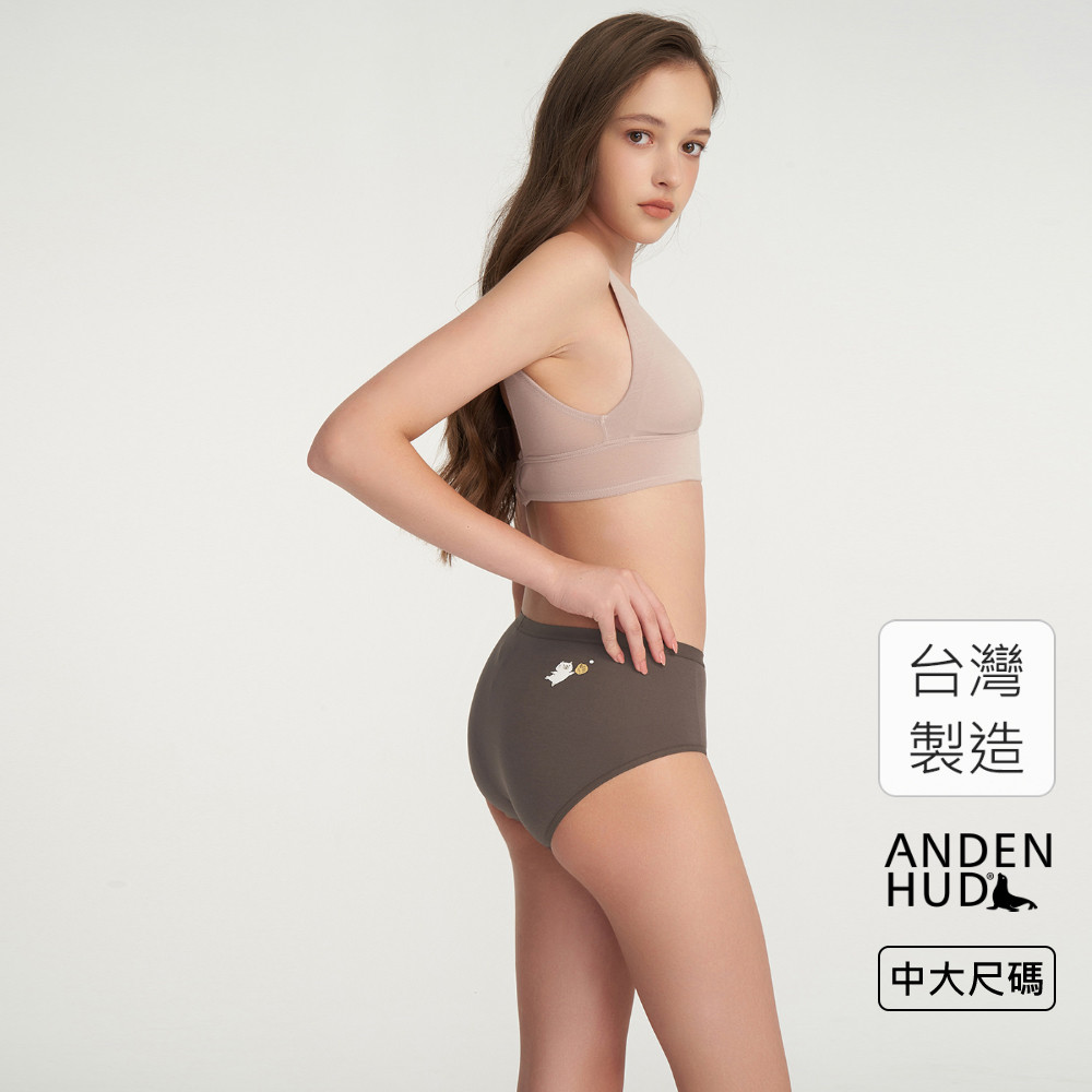 【Anden Hud】XXL Sports Day．高腰三角內褲(咖啡豆-棒球貓) 純棉台灣製