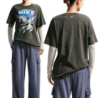 Nike As W Nsw Retro Flair Tee 女款 碳灰色 水洗 寬鬆 印花 短袖 IW1198-060